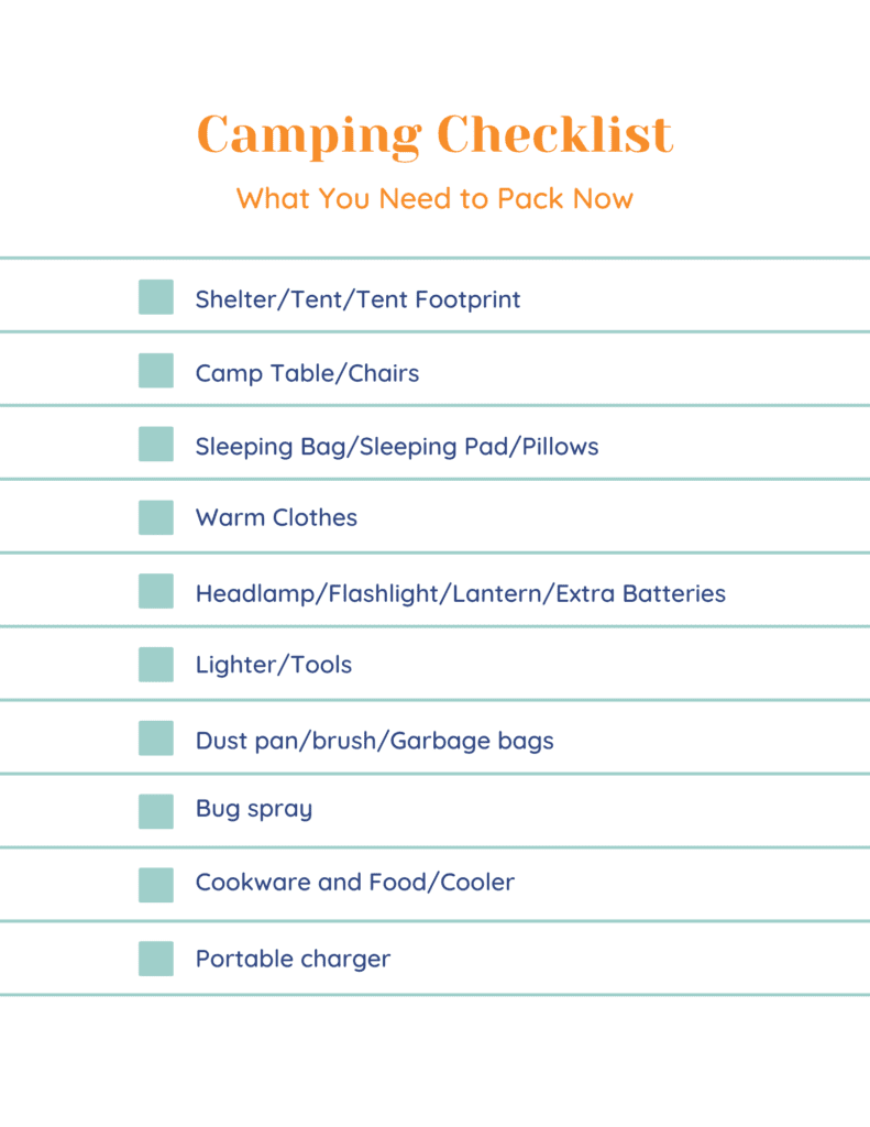 Liste de contrôle pour le camping : ce que vous devez emballer maintenant