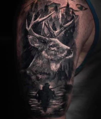Bear Hunter tattoo by Sergey Butenko | Post 19718