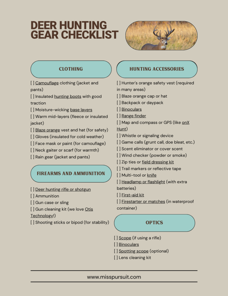 Deer Hunting Gear Checklist: With Printable