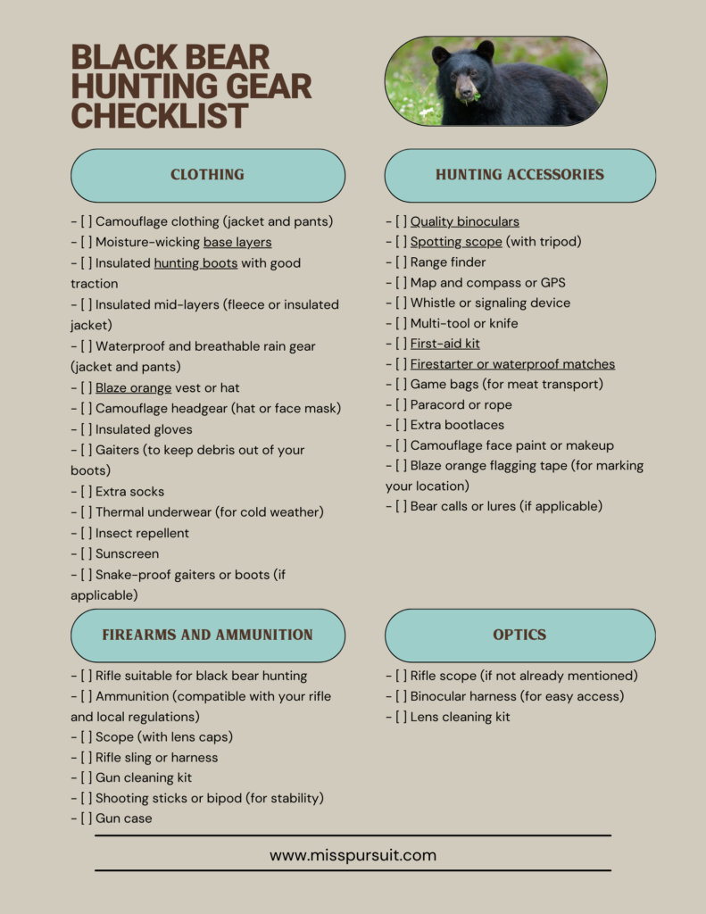 Black Bear Hunting Gear Checklist: With Printable